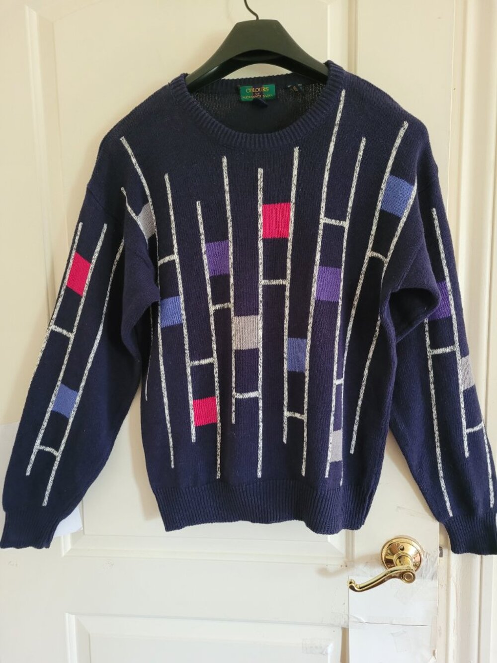 Vintage Colors Alexander Julian Linen Cotton Blend Sweater Men L Geometric Grand